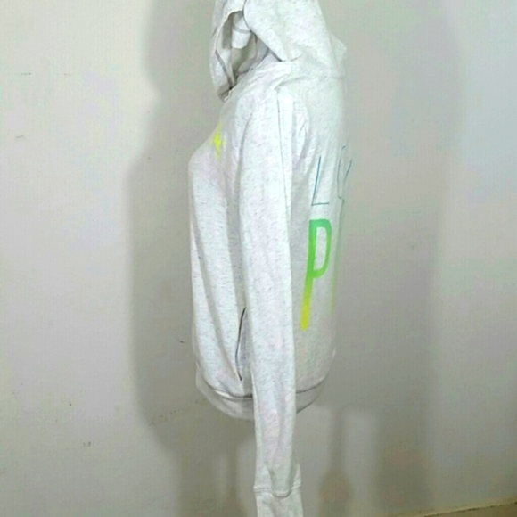 Light Gray Graphic hoodie pockets Neon Lab Logo Love Pink Lightweight - Picture 2 of 8